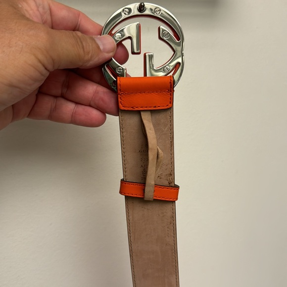 Authentic Gucci Interlocking GG logo Orange leather 100/40 - Picture 6 of 8